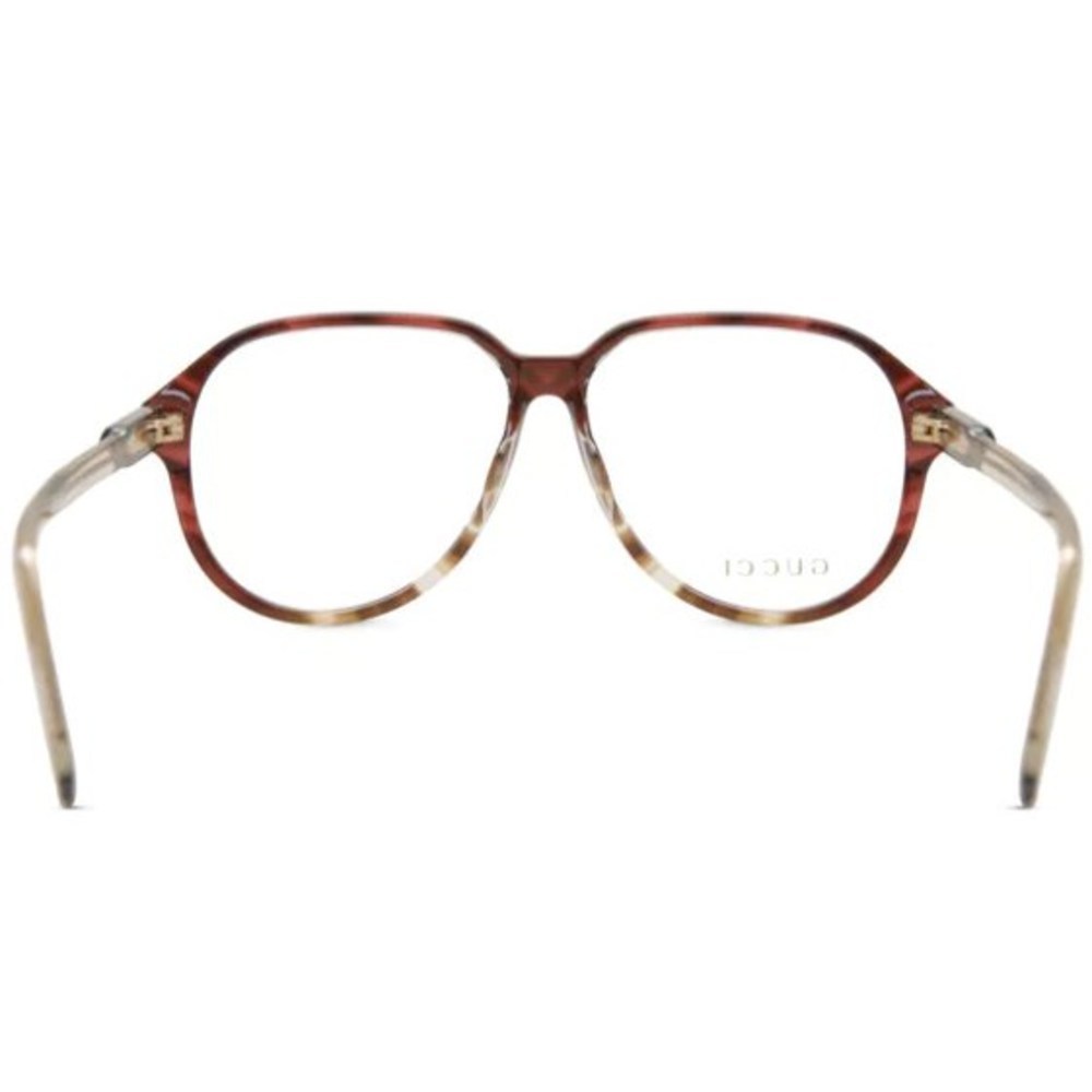 Gucci Round Eyeglasses GG1036O-002 Shiny Medium Havana Frame Transparent Lenses - Picture 4 of 6